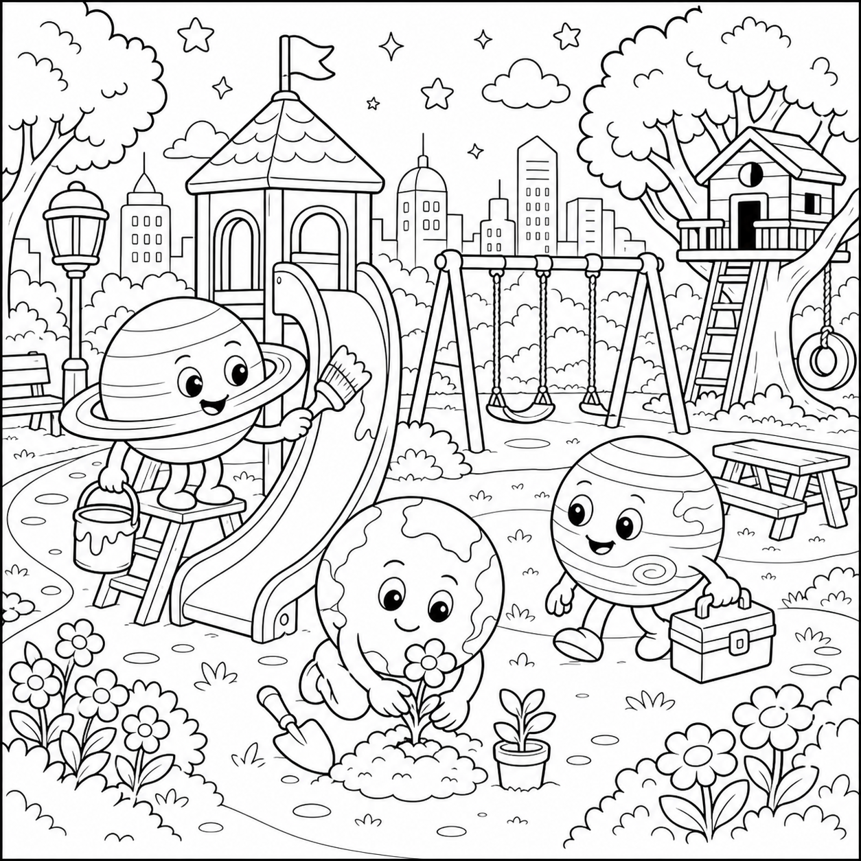 Planet Playground free printable coloring page